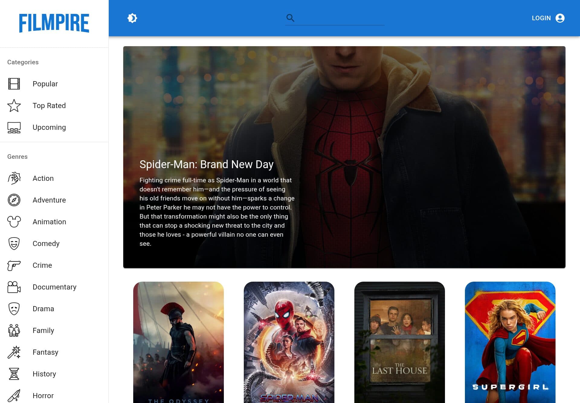 Filmpire interface